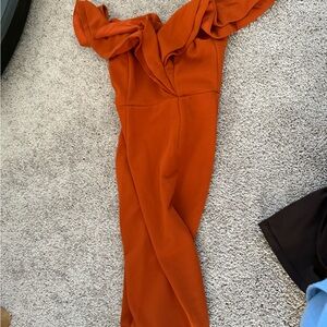 Selfie Leslie Terracotta Off-Shoulder Dress